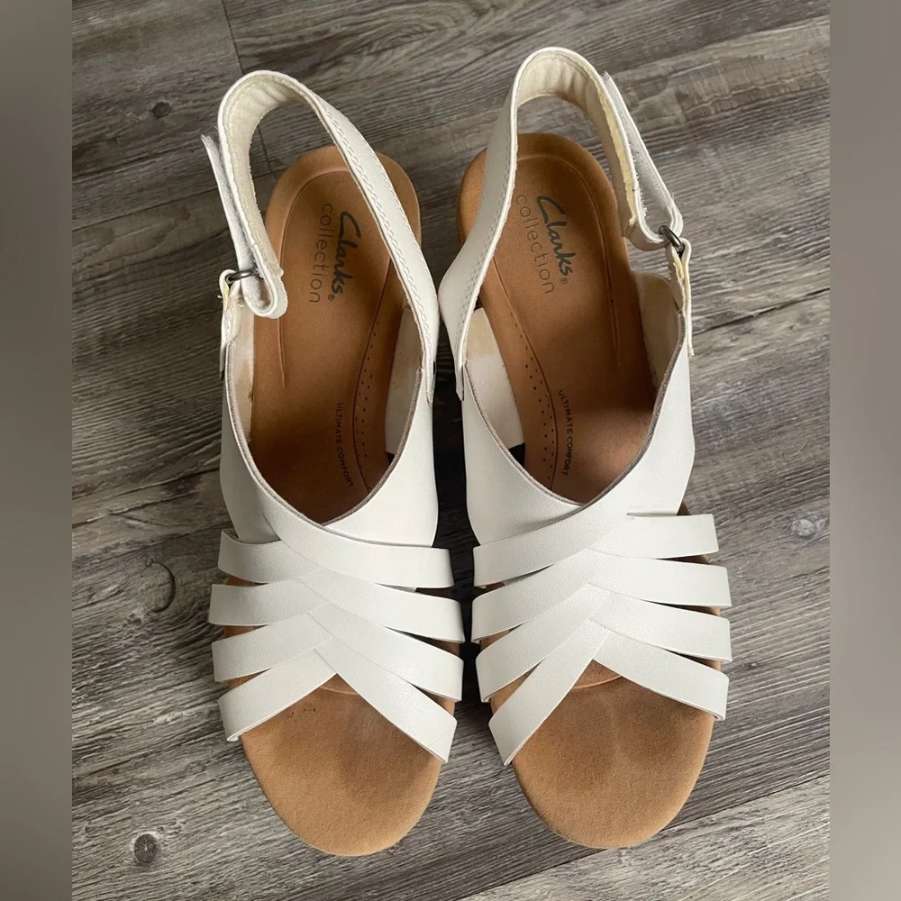Elegant White Cork Wedge Sandals